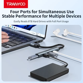 TRANYOO HB11-AC ฮับขยาย 4-in-1 โลหะ มีพอร์ต Type-C + USB 3.0 + USB 2.0 × 2 เหมาะสำหรับคอมพิวเตอร์และแล็ปท็อป