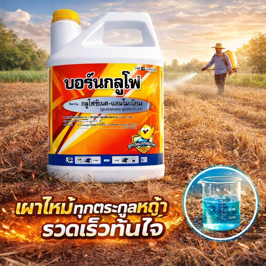 บอร์นกูลไฟ 4ลิตร เผาไหม้ทุกตระกูลหญ้ารวดเร็วทันใจ หญ้าแห้งไว ตายสนิททั้งแปลงเห็นผลเร็วทั้งใบแค่ใบกว้างและเครือเถา