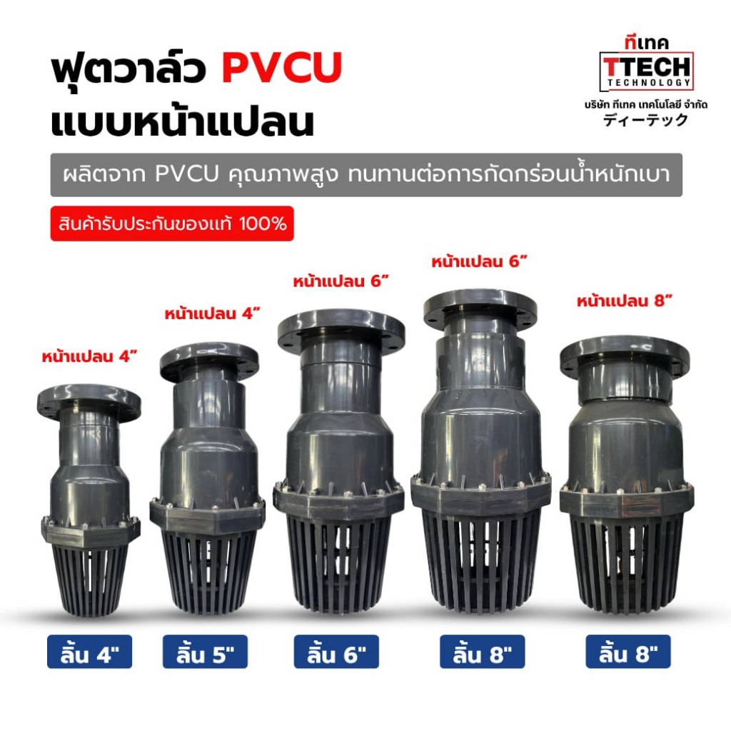 ฟุตวาล์ว Foot Valve (หัวกะโหลกดูดน้ำ) วัสดุ PVCU (หรือ uPVC)
