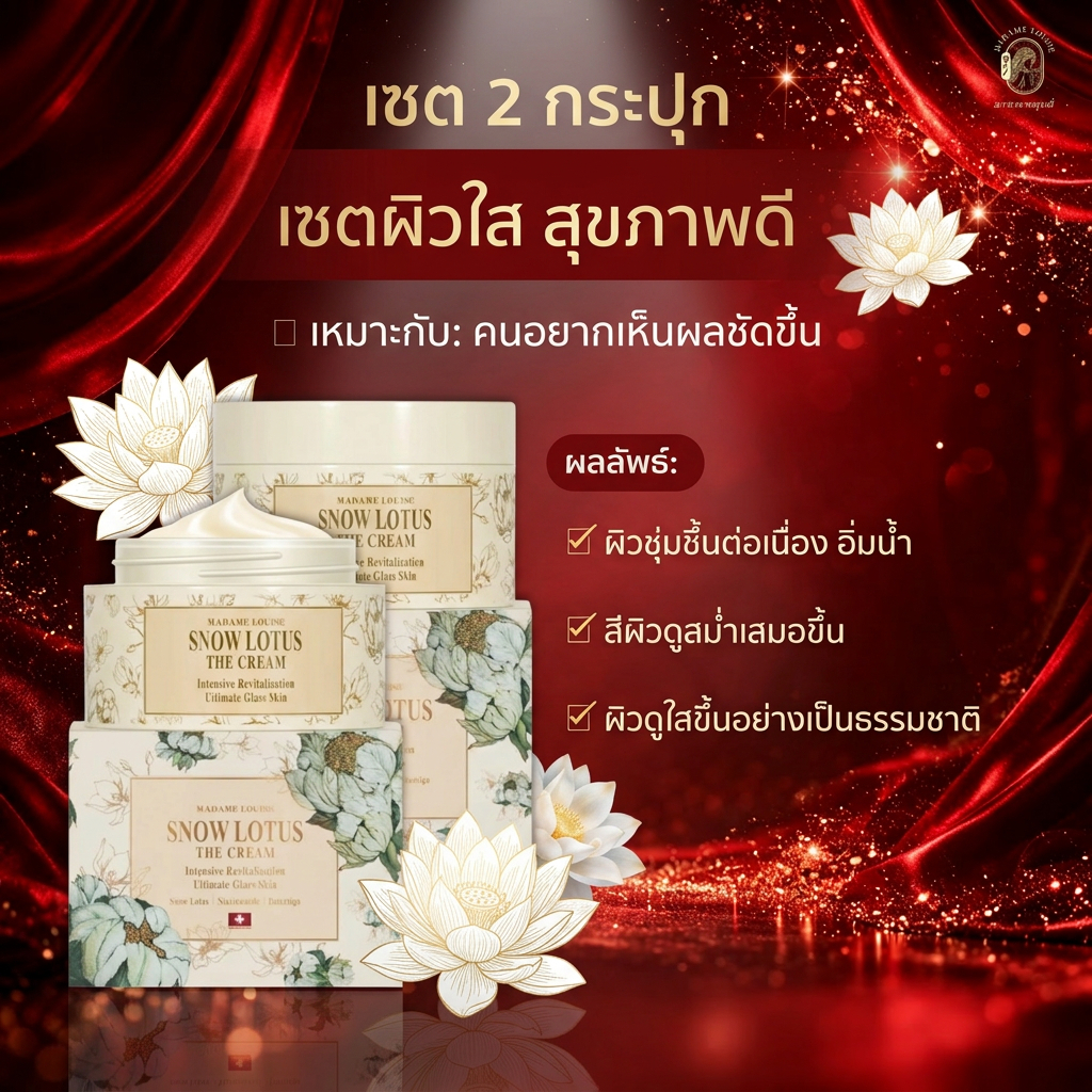 [ 2 กระปุก ] MADAME LOUISE มาดามหลุยส์ ครีมบำรุงผิวหน้าบัวหิมะ Snow Lotus the cream สโนว์โลตัสเดอะครีม พร้อมส่ง!!
