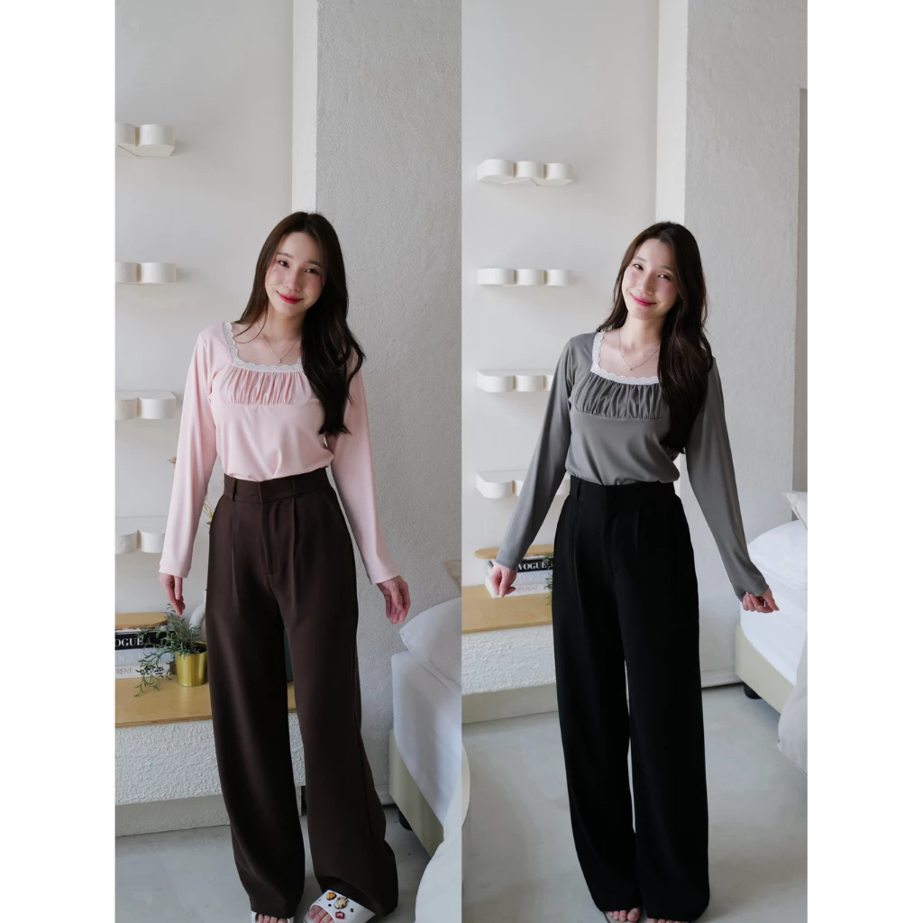 กางเกงขายาว Classic สีพื้น (3สี)