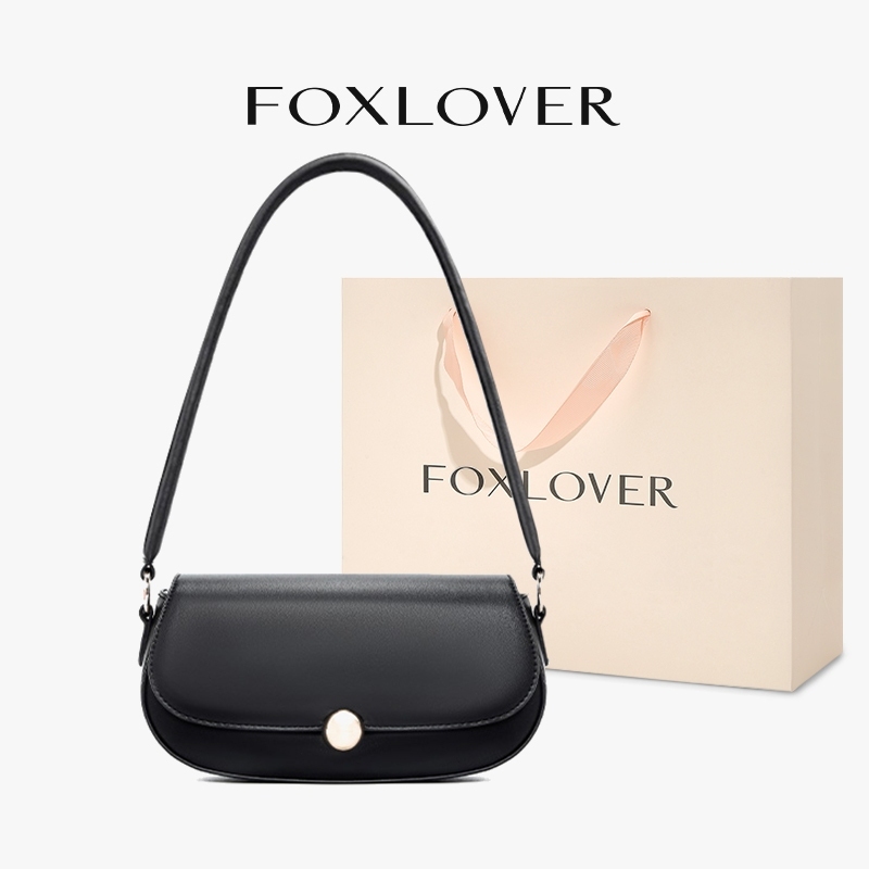 FOXLOVER แฟชั่นใหม่ 2026 กระเป๋าสะพายไหล่เดี่ยวสีดำ เบาสบาย ใส่เดินช้อปปิ้ง แมทช์ง่าย ดีไซน์เก๋ สำหรับผู้หญิง