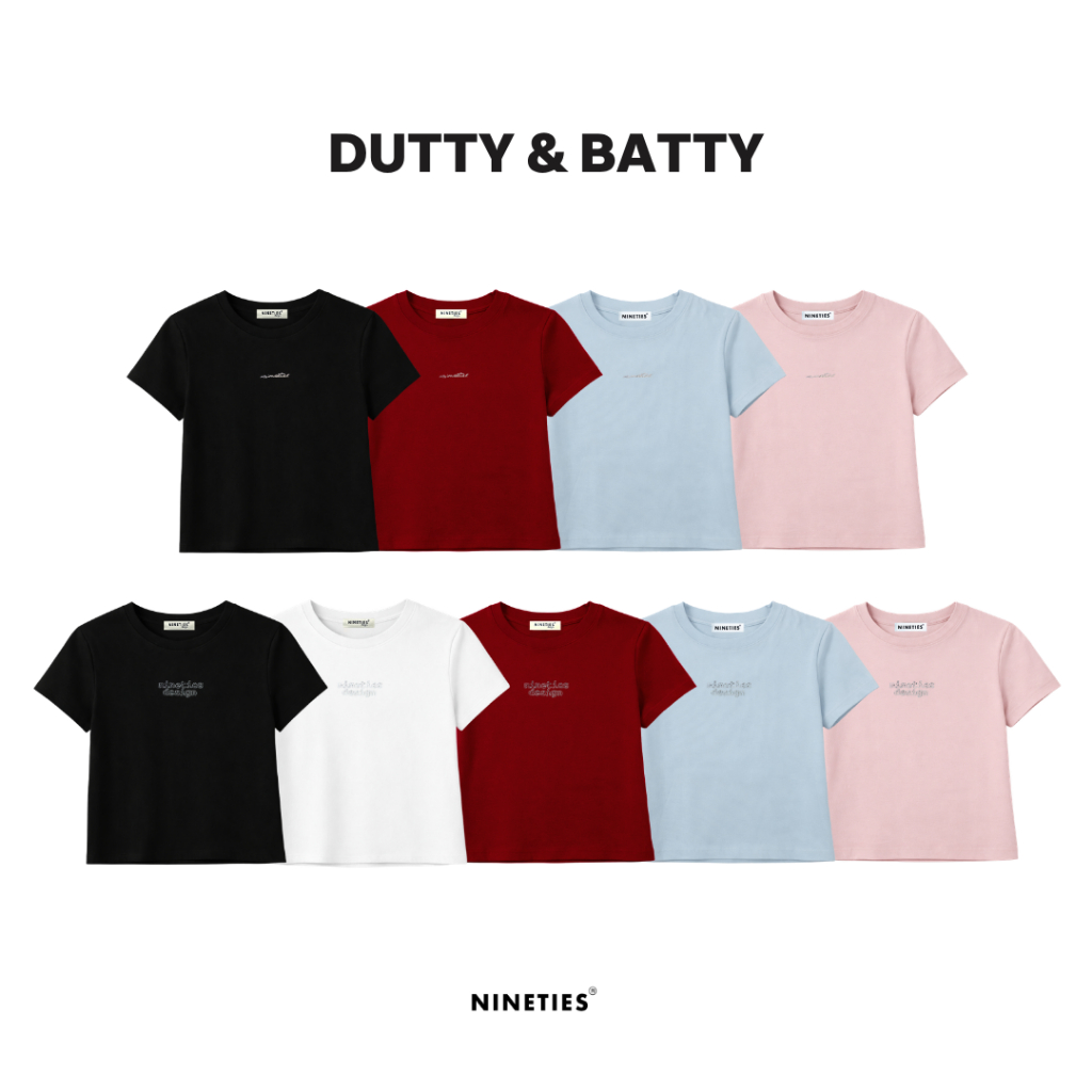 Nineties Design : เสื้อยืดเบสิกครอป ทรงสลิม รุ่น Dutty & Batty