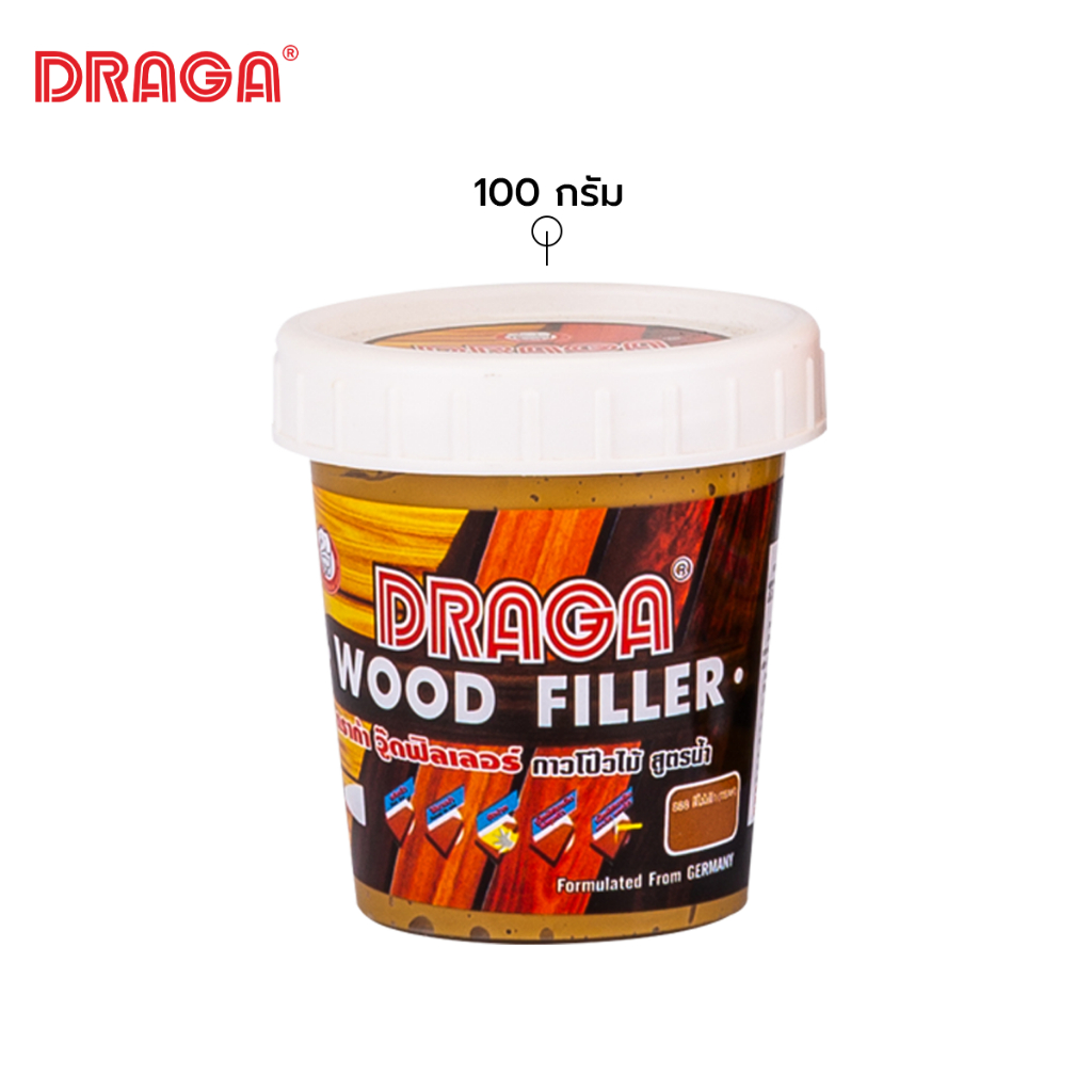 DRAGA กาวโป๊วไม้ วู๊ดฟิลเลอร์ อุดโป๊วรอยแตกไม้ สูตรน้ำ ขนาด 100 กรัม – โปรปัง