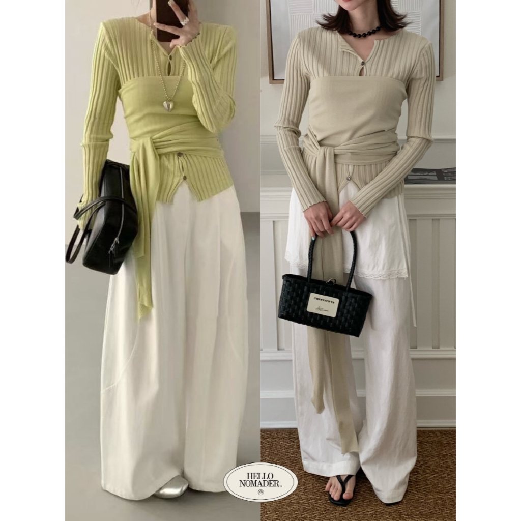 NOMADE.& พร้อมส่ง Gummysmile top {เสื้อแขนยาว+เกาะอก}
