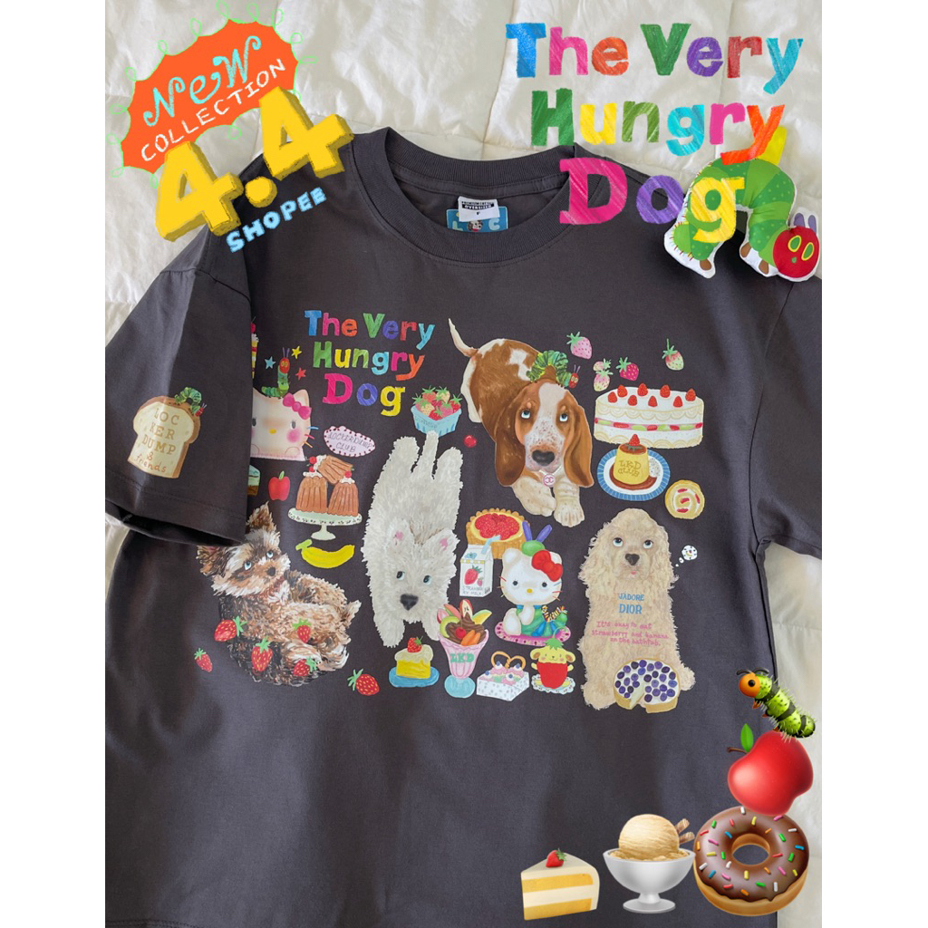 (พร้อมส่ง!)เสื้อลาย the very hungry DOG oversized tee 🐶🐛🍰