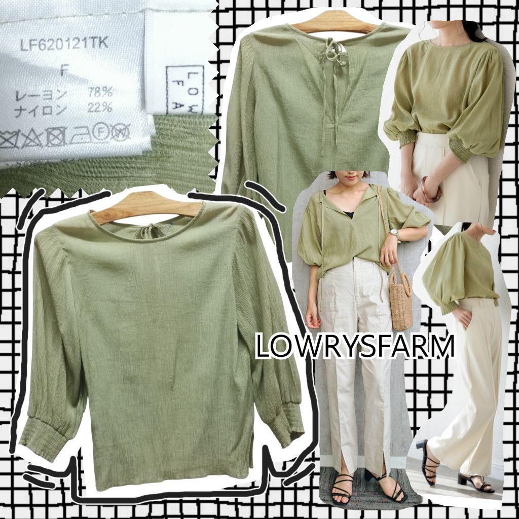 C018🥑L 0 W R Y F A R M=เสื้อเบลาส์ผ้าย่น(2way)