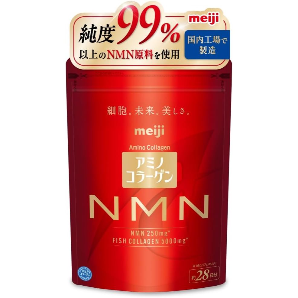 Meiji Amino Collagen NMN สำหรับ 28 วัน NMN 250mg คอลลาเจน 5000mg