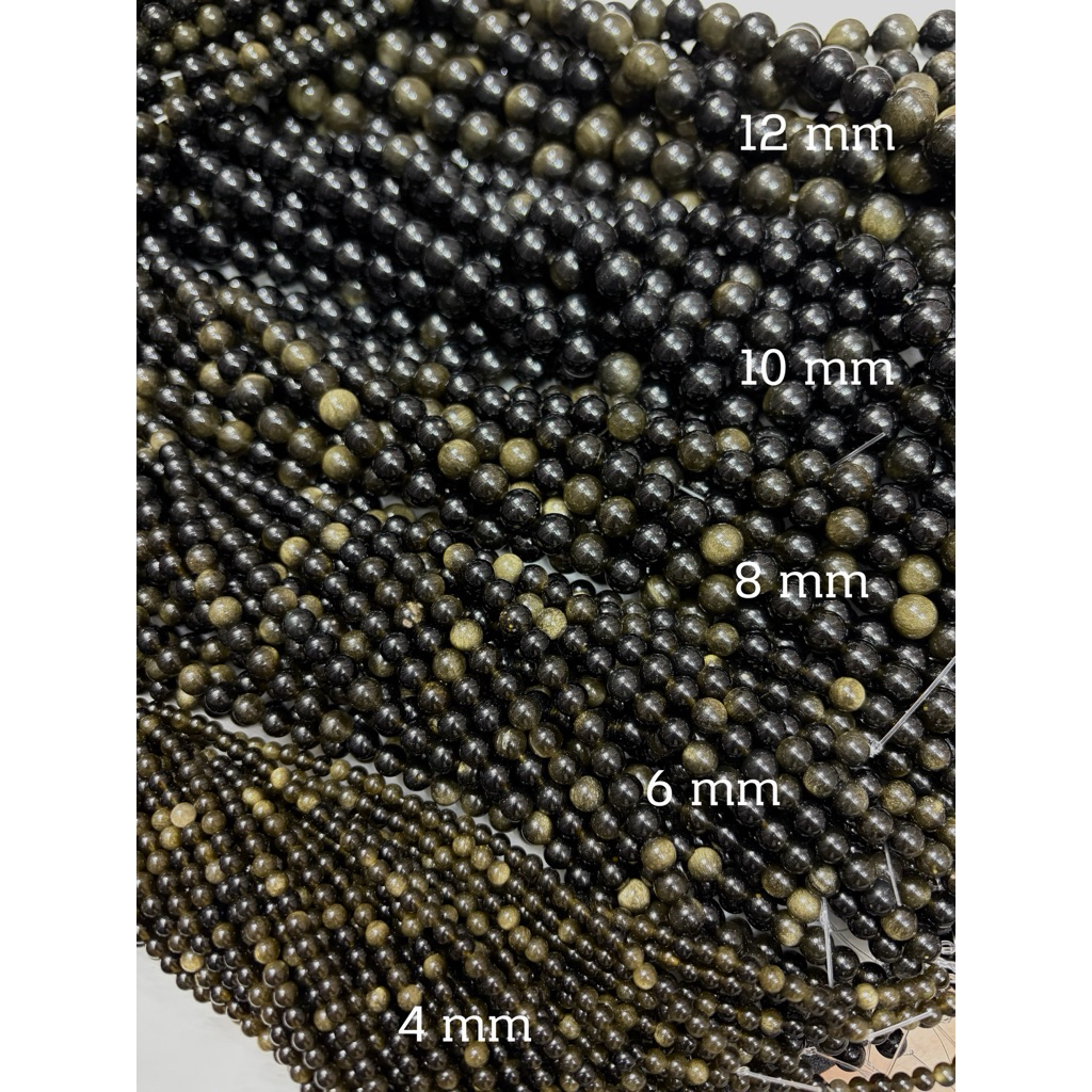 Obsidian (ออบซิเดียน) ขนาด 4 6 8 10 12 mm