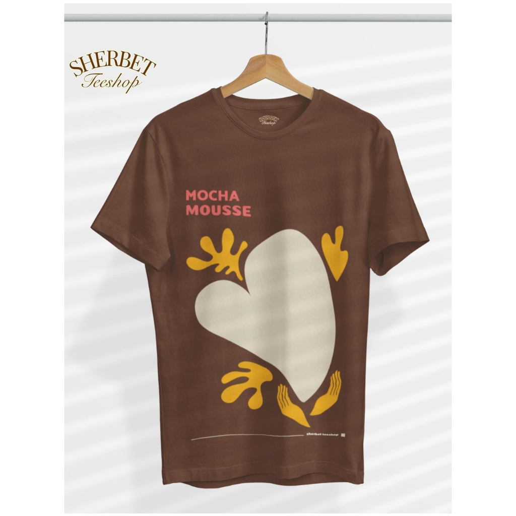 sherbet.teeshop เสื้อยืดผ้าคอตตอน ลาย mocha mousse🤎🌼 พร้อมส่งจากไทย ไซส์ S-2XL