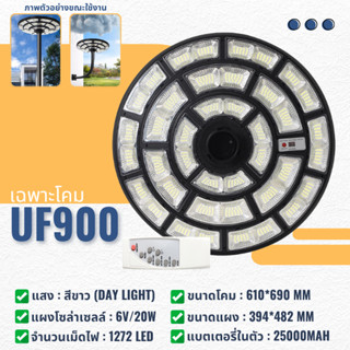 (UF900) ไฟโซล่าเซลล์ UFO 900W แสงสีขาว ไฟถนน LED 1272 Solar …