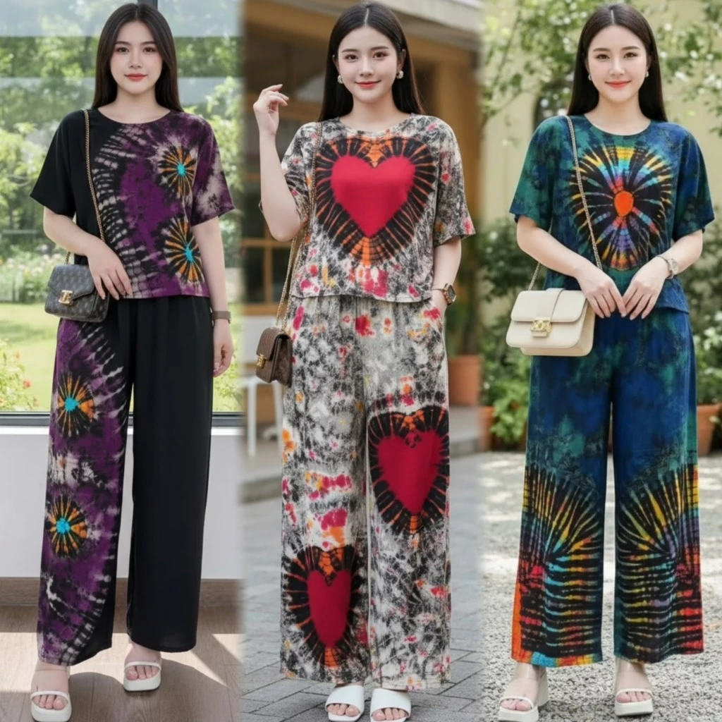 Mayura Stores No.C3446 ชุดเซ็ท2ชิ้น ลายมัดย้อมสวยๆ เสื้อ+กางเกง *กางเกงมีกระเป๋า* ผ้านุ่มใส่สบาย เสื้อผ้าแฟชั่น
