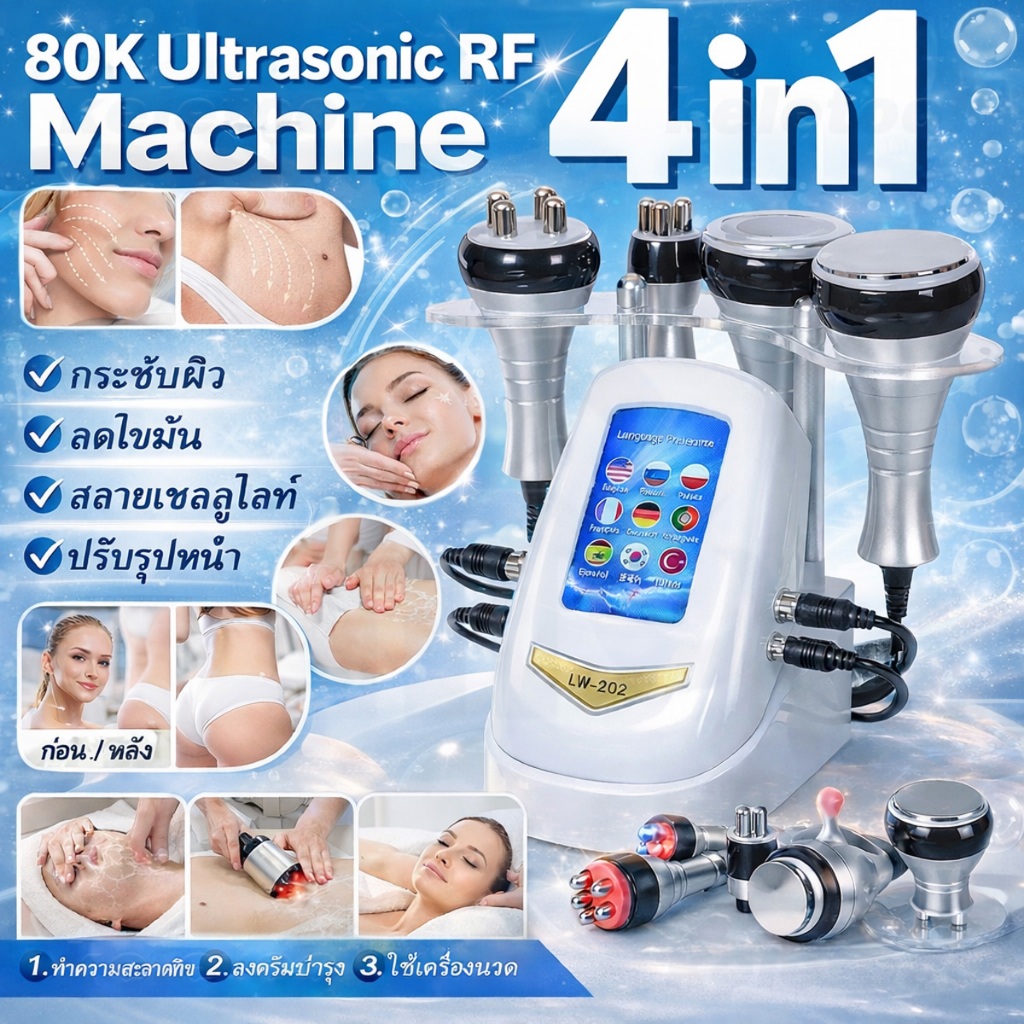 เครื่องนวด 4 in 1 RF อุปกรณ์บํารุงผิวสําหรับ SPA Salon Home อุปกรณ์ความงามเครื่องนวดหน้าเครื่องมือดูแลผิวกระชับใบหน้า