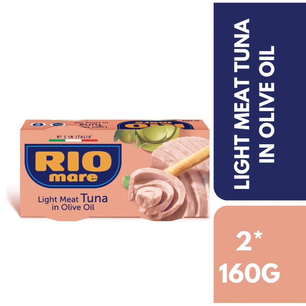 Rio Mare Light Meat Tuna In Olive Oil 2cans*160g++ปลาทูน่าเนื้อขาวในน้ำมันมะกอก 2*160ก.