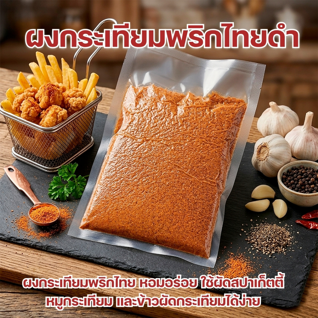 ผงกระเทียมพริกไทยดำ (250 กรัม) ผัดสปาเก็ตตี้ ผัดหมูกระเทียม และข้าวผัดกระเทียม ทำง่าย อร่อยไว สูตรเด็ดจากสเต็กลุงใหญ่