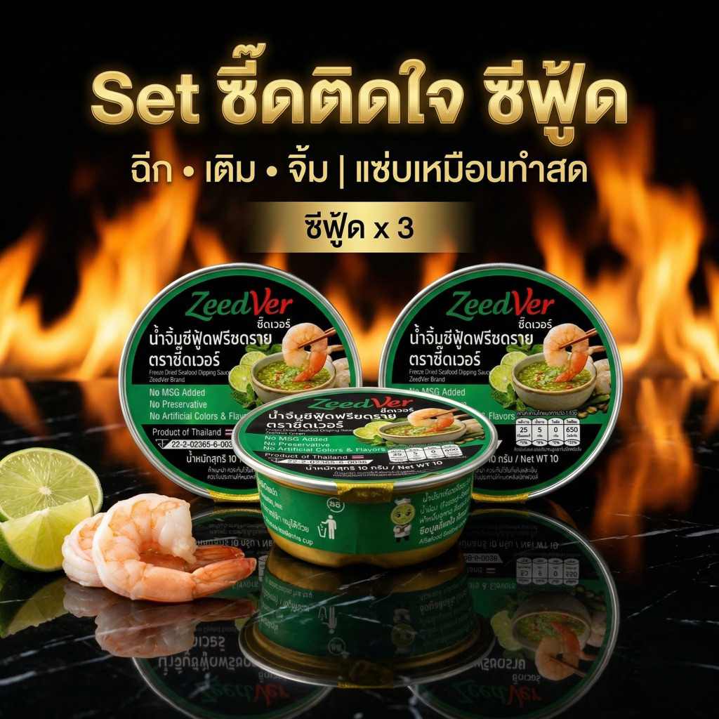 ZeedVer น้ำจิ้มซีฟู้ดฟรีซดรายตราซี๊ดเวอร์ Set ซี๊ดติดใจ (ซีฟู้ด3x10 กรัม)