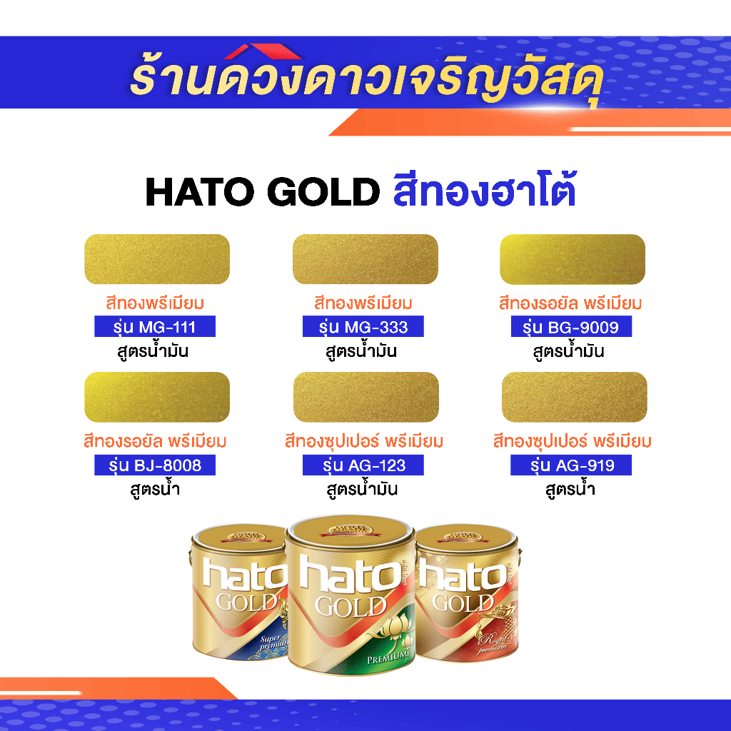 สีทองคำ Hato ฮาโต้ ขนาด 1 แกลลอน (MG-111/333 BG-9009 BJ-8008 AG-123/919 )