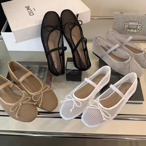 ROSE   Premium Mesh Mary Jane  รองเท้าแมรี่เจนตาข่ายสุดหรู ดีไซน์โบว์ ใส่สบายตลอดวัน (เพิ่มขนาด 1 ไซส์)
