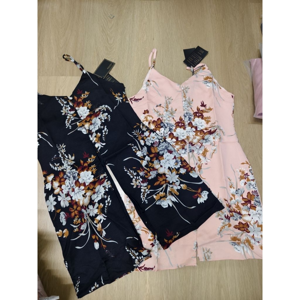 ED109-L เสื้อลายดอก ป้าย Eszada sz.L สีดำและโอรส