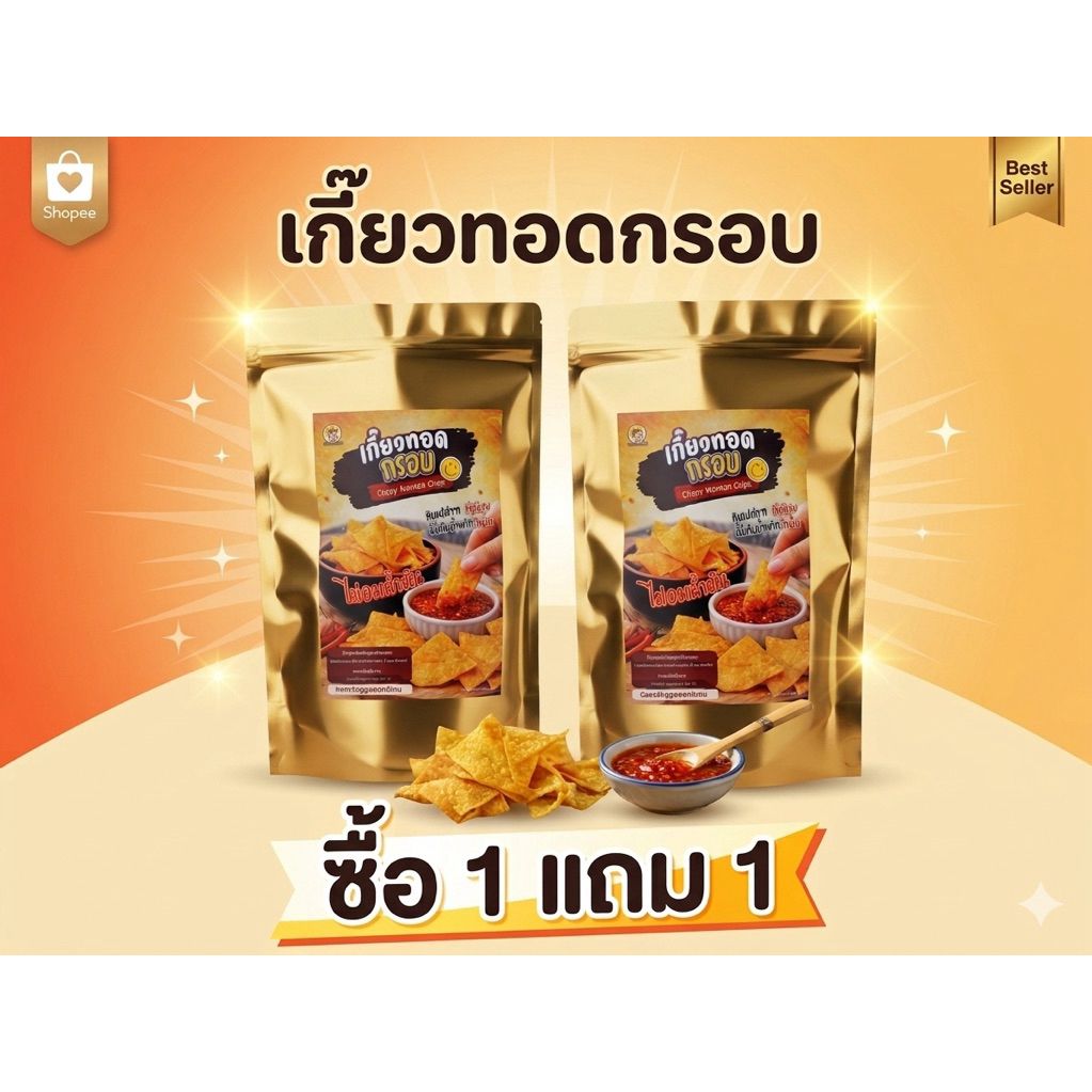 เกี๊ยวทอดกรอบ 50g ไม่อมน้ำมัน | โปร 1 แถม 1| ราคา ถูกที่สุด ดีลบีเคเค แกลเลอรีภาพที่ 2