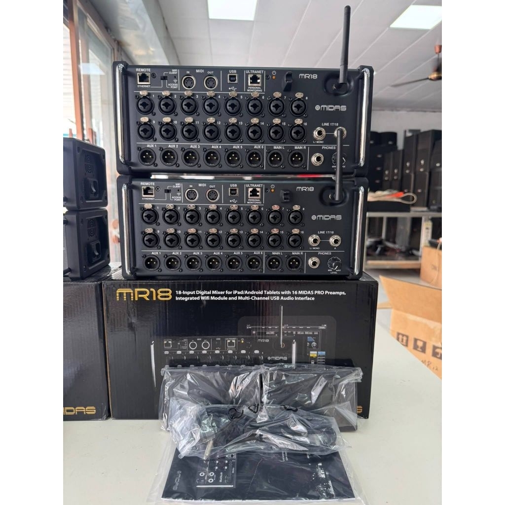 มิกซ์  เครื่องผสมสัญญาณเสียง ระบบดิจิตอล Midas MR18 18input 6Aux (ของแท้)(รุ่นนิยม)