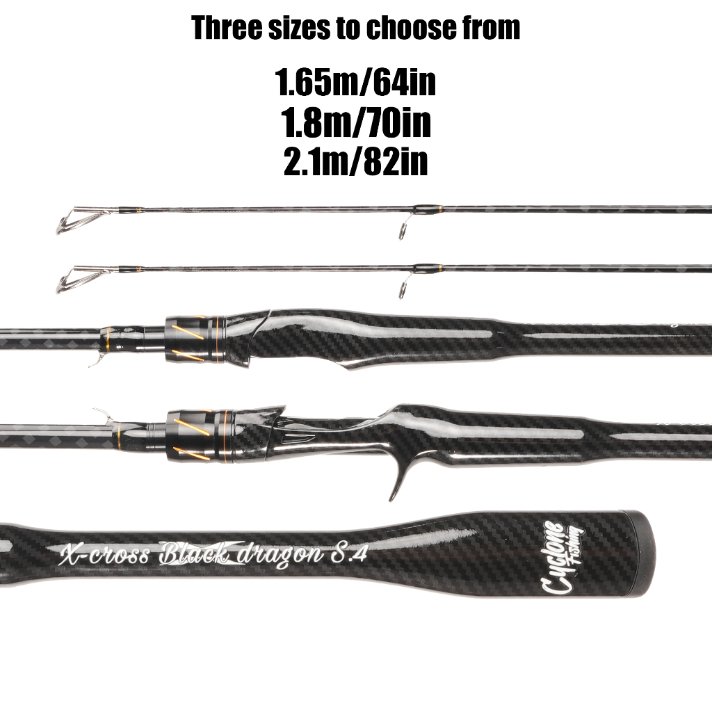 คันเบ็ดตีเหยื่อปลอม Cyclone Black Dragon S4 คันเบ็ดคาร์บอน High Quality 2 ท่อน เวท 10-20LB เบ็ดตกปลาแข็งแรงทนทาน