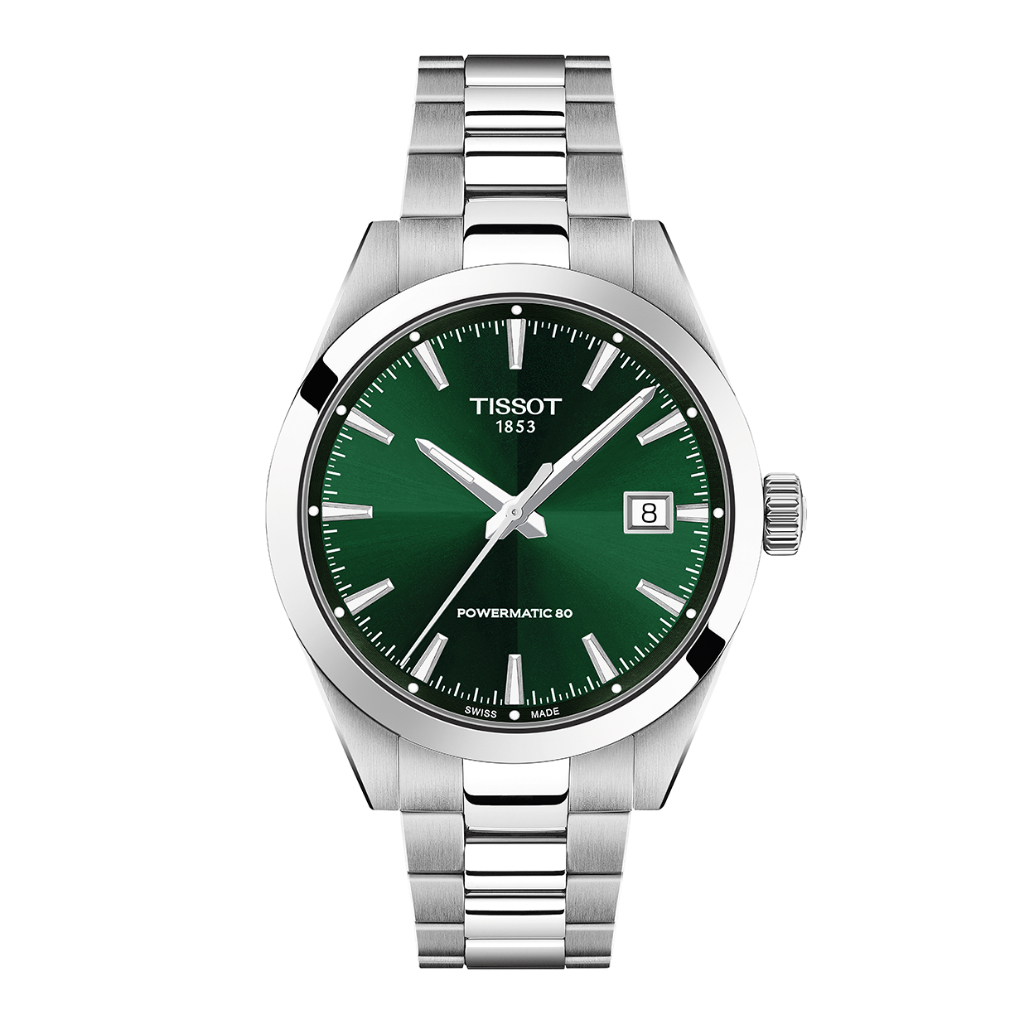 Tissot Gentleman 38mm Powermatic 80 เจนเทิลแมน 38 มม ออโต้ สีเขียว เทา T1658071109100 นาฬิกาผู้ชาย