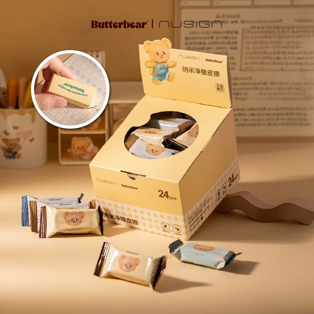 (Nusign X ButterBear) ยางลบ รุ่น NS036/NS037 ยางลบนาโน ลายน้องหมีเนย บัตเตอร์แบร์ (คละสี 1ชิ้น)