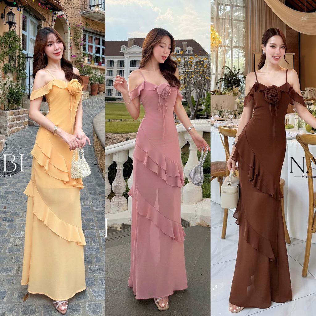 📌📌 พร้อมส่ง XS S M L XL 🏷️NABI #C-50097 เดรสผ้าชีฟอง เดรสสายเดี่ยว ชุดออกงาน ชุดเพื่อนเจ้าสาว ไปงานแต่ง เรียบหรู