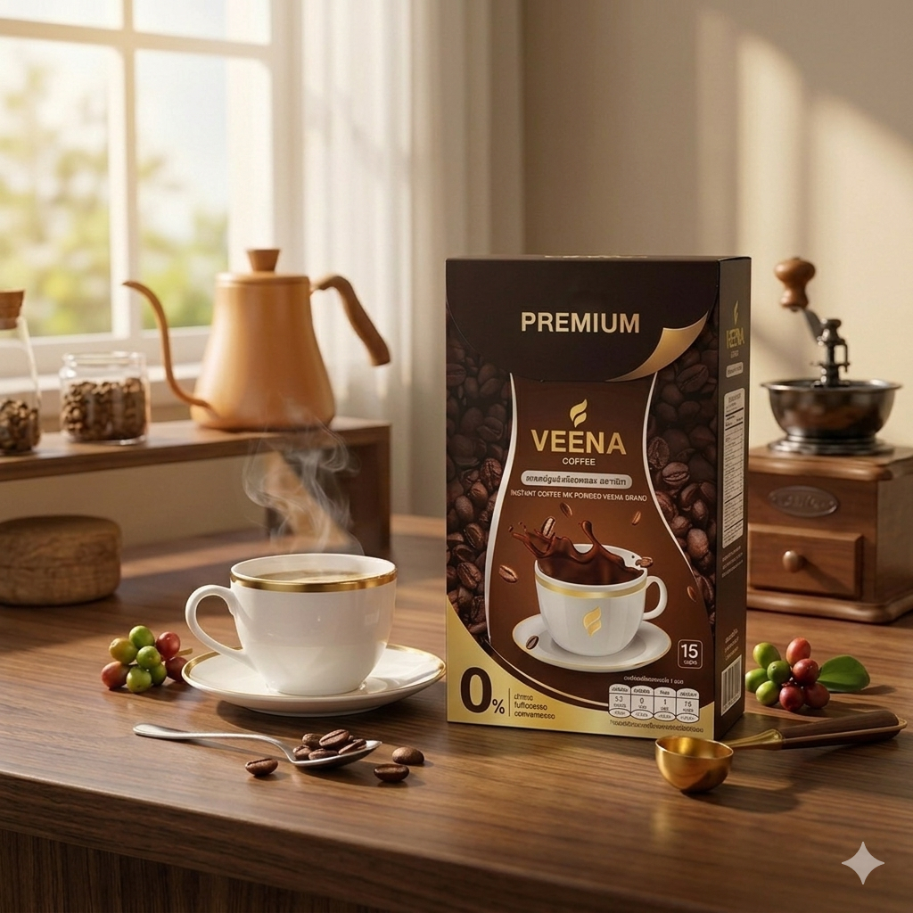 Veena Coffee 32 in 1 วีน่า คอฟฟี่ กาแฟสูตรพรีเมียม สารสกัดสมุนไพร 32 ชนิด น้ำตาล 0%