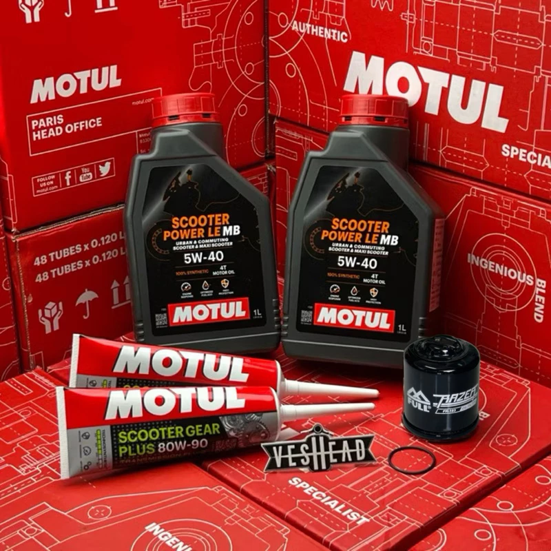 MOTUL 🇫🇷 ชุดถ่าย น้ำมันเครื่อง สำหรับ Vespa & Lambretta สังเคราะห์100 / กึ่งสังเคราะห์ / 7100 เวสป้า แลม โมตุล