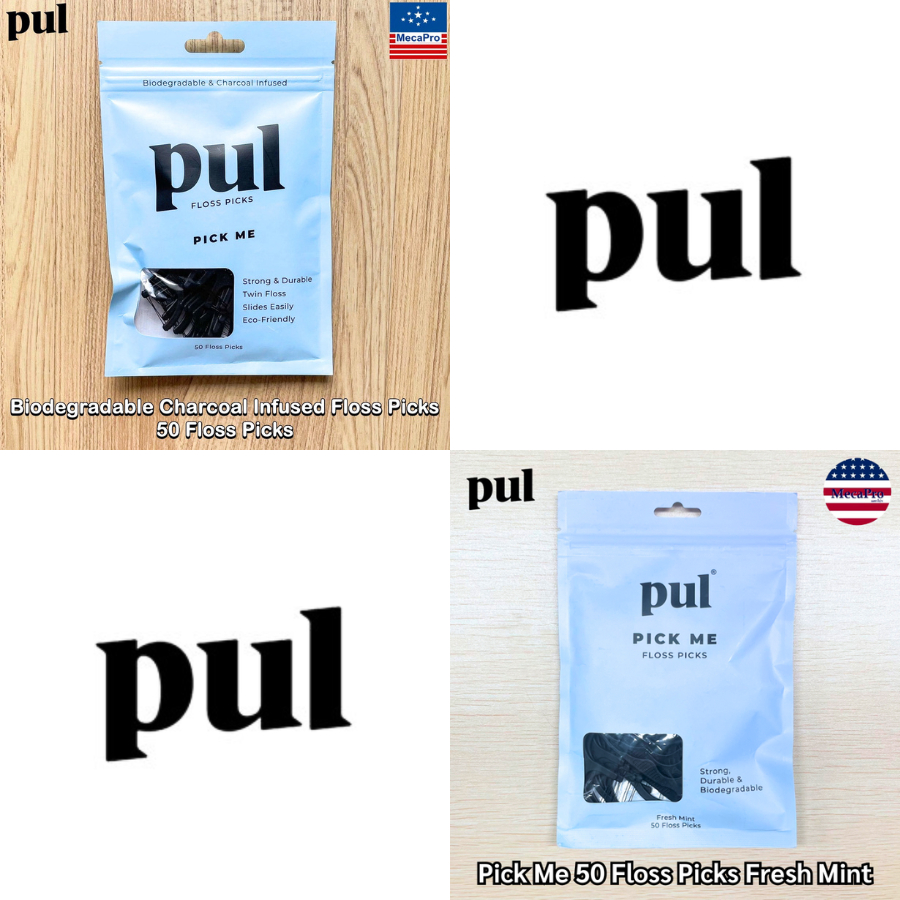 PUL® Pick Me Biodegradable Charcoal Infused Floss Picks 50 Floss Picks ไหมขัดฟันชาร์โคล