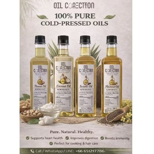 Cold Pressed Oil 100% pure : Sesame Oil, Peanut Oil, Coconut Oil and Mustard Oil. No Refined and No 