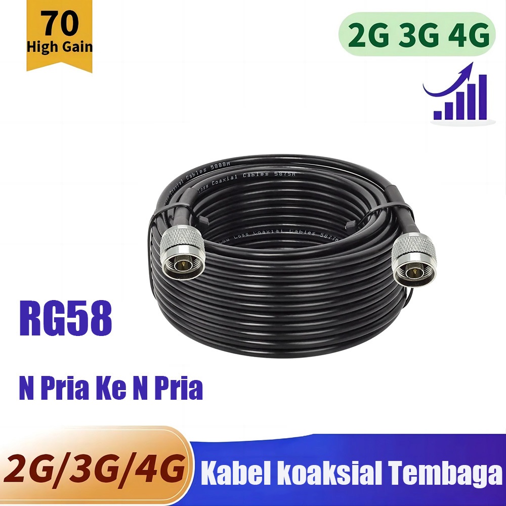 สายโคแอก RG58 N Male to N Male สายแพร์ชเสาสัญญาณ 1-25 เมตร สำหรับเครื่องขยายสัญญาณโทรศัพท์ / เสาอากาศ Booster Repeaters