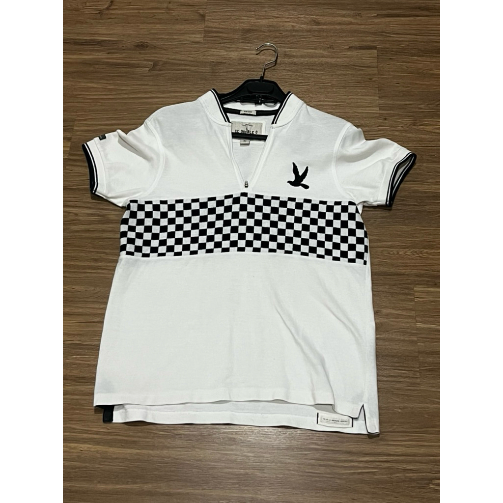 CC DOUBLE O เสื้อคอมีซิป size S  อก 38 ‘ ยาว 25’ สีดำ-ขาว เป็นสินค้ามือ2