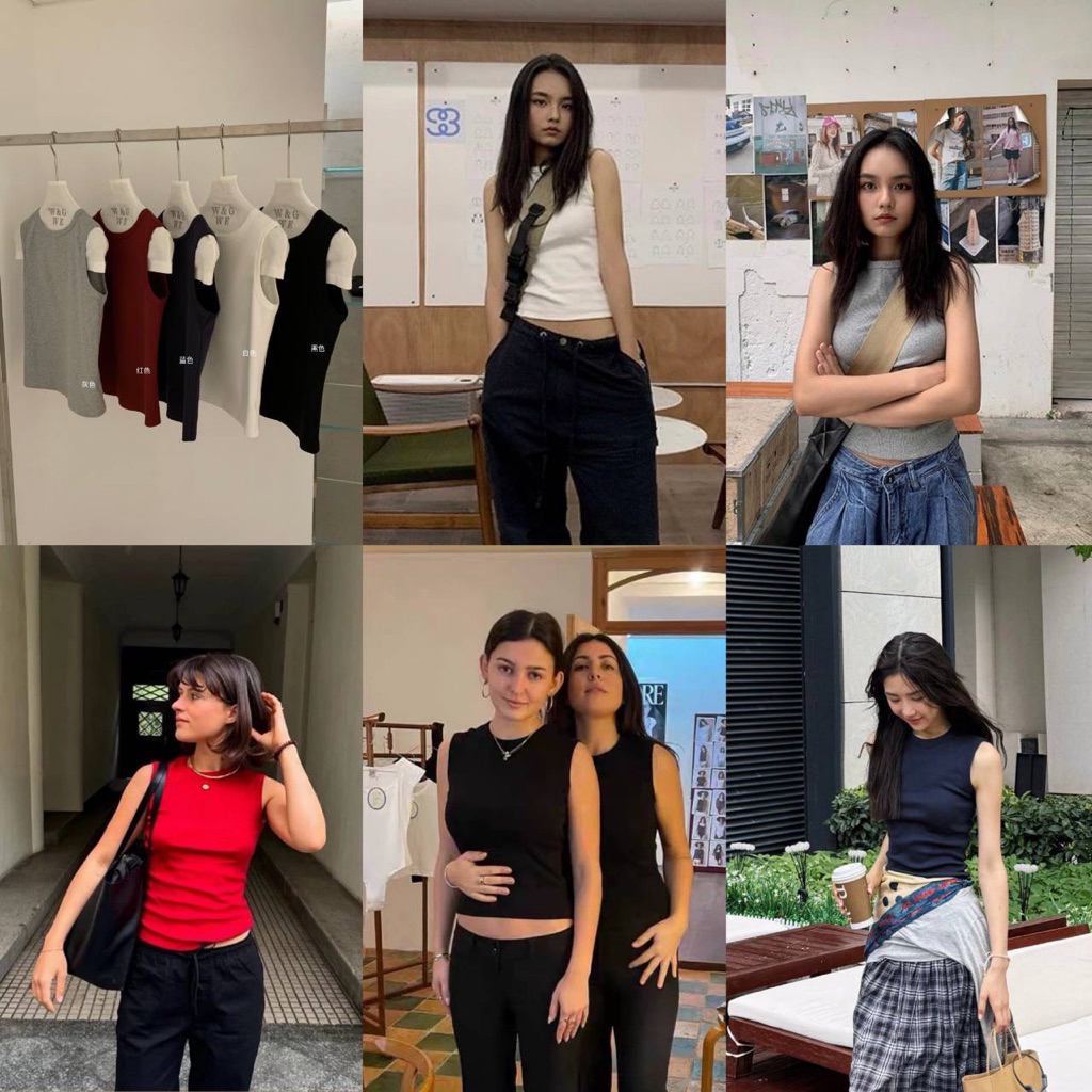 9069# เสื้อกล้าม เนื้อผ้ายืดอย่างดี งานสวย TAG:WG.WE 🇰🇷
