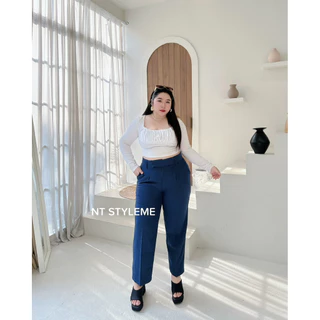 กางเกงสาวอวบอ้วน S ผ้าสโนว์ฟอร่า เอว 34-46 สำหรับทำงาน ใส่เที่ยว ใส่คาเฟ่ - ผู้หญิง