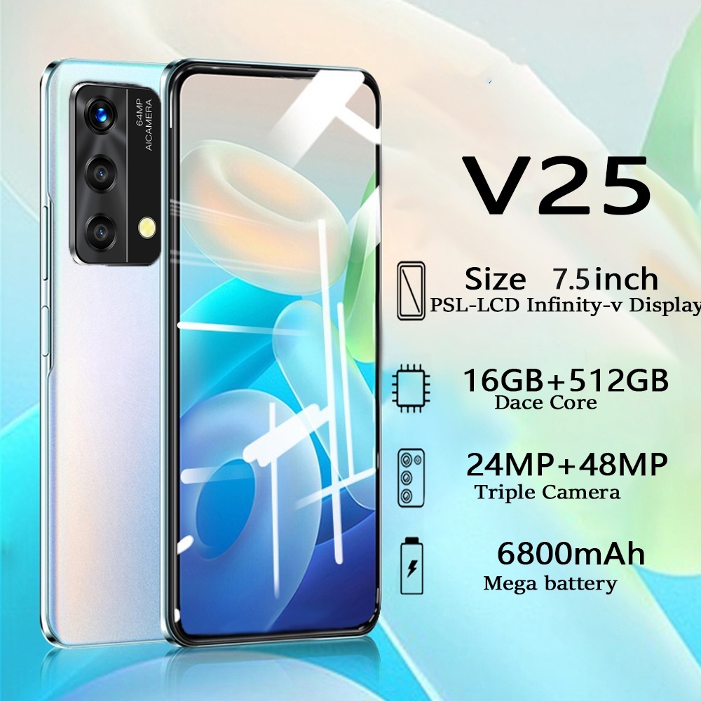 โทรศัพท์ V25 5G แรม16GB รอม512GB รองรับ 2 ซิมการ์ด รองรับแอพธนาคาร 6800mAh ชาร์จเร็ว 7.5นิ้ว สมาร์ทโฟนจอใหญ่