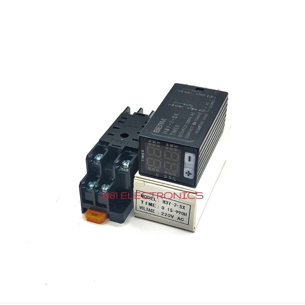 1ชุด  พร้อมฐานH3Y-2 H3Y-2-SX 0.1S -99H  DIGITAL Delay Timer Relay /Loop Timer ทามเมอร์ดิจิตอล 2NO 2N