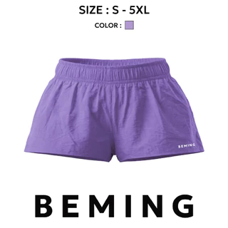Bemingshorts050(XS-5XL)-Riko Shorts - กางเกงขาสั้นผ้าร่มเอวยางยืดดีไซน์เรียบ
