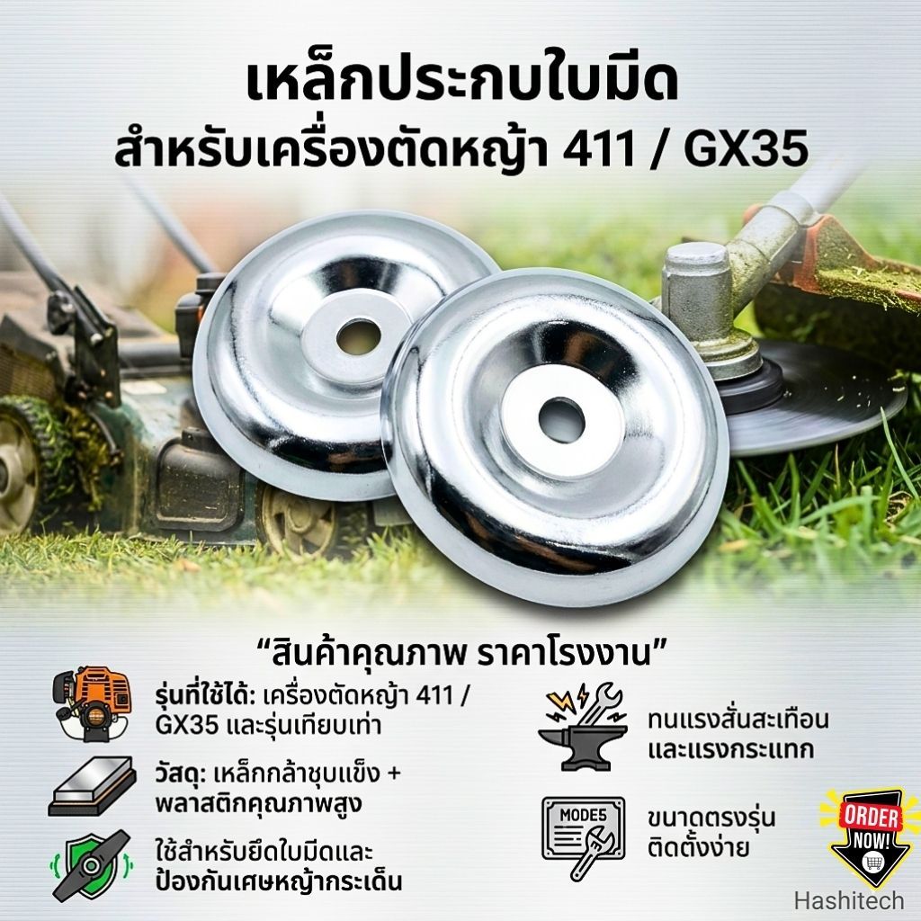 ฝาครอบใบมีด และเหล็กประกบใบมีด สำหรับเครื่องตัดหญ้า 411 / GX35ป้องกันอันตรายจากเศษหญ้า/หินกระเด็น