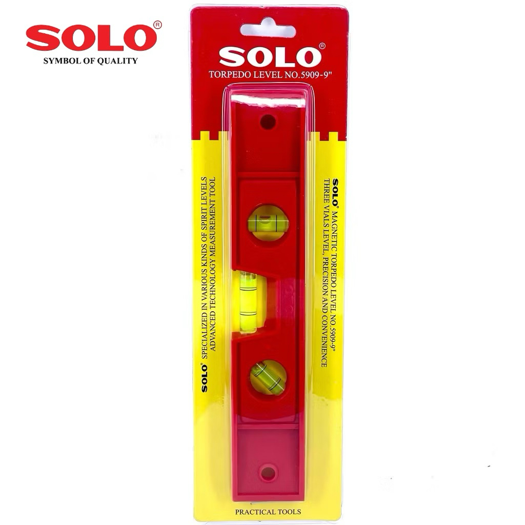 ** ของแท้ 100% ** SOLO ระดับน้ำแม่เหล็ก รุ่น 5909-9 นิ้ว วัดฉากแม่นยำ แข็งแรง พกพาสะดวก