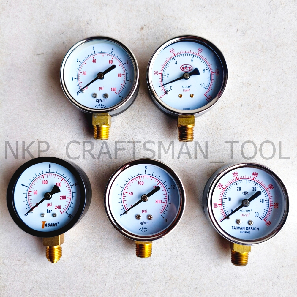 เกย์ลมวัดแรงดัน เกลียว ออกล่าง หน้า 63มิล (7Bar-170Psi) (10Bar-150Psi) (16Bar-200Psi) (16Bar-200Psi)