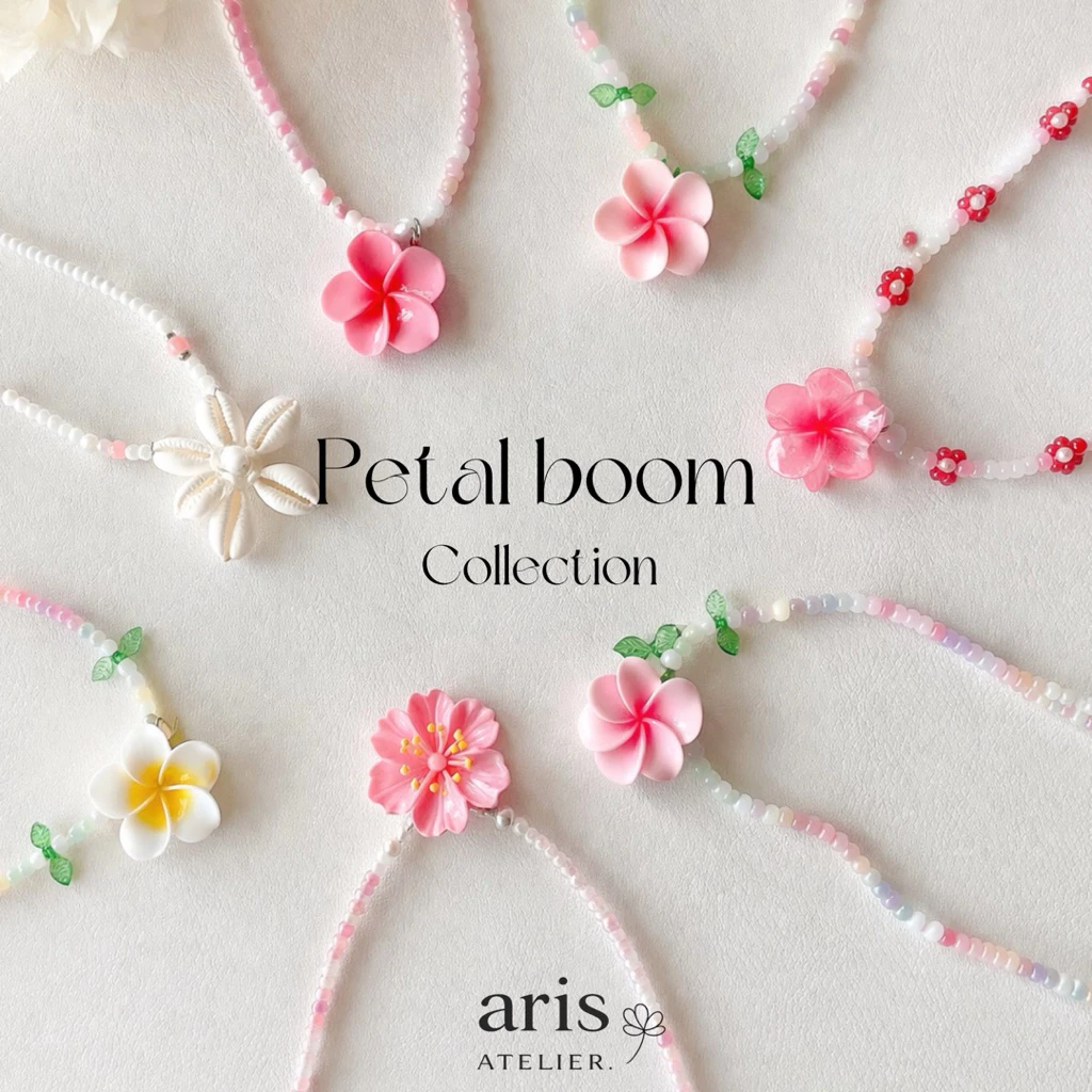 Petal boom | สร้อยลูกปัดจี้ดอกไม้ลีลาวดี สร้อยไปทะเล summer