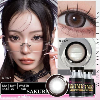 Sakura เลนส์ตัดขอบดำเข้มแบ๊ว สไตล์ญี่ปุ่น ตาหวาน แบ๊ว กลม โต สุดๆ ค่าสายตา 00-1000