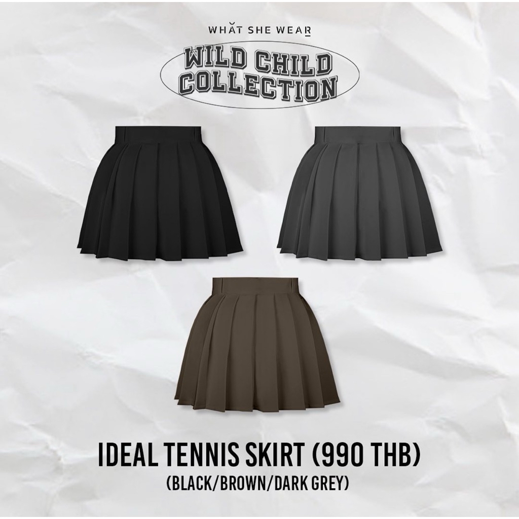 กระโปรงเทนนิส What She Wear สีดำ