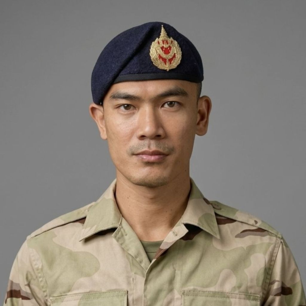 หมวกเบเร่ต์ อส. พร้อมจัดทรง พร้อมหน้าหมวกโลหะ และแบบติดตีนตุ๊กหรือไม่ติด