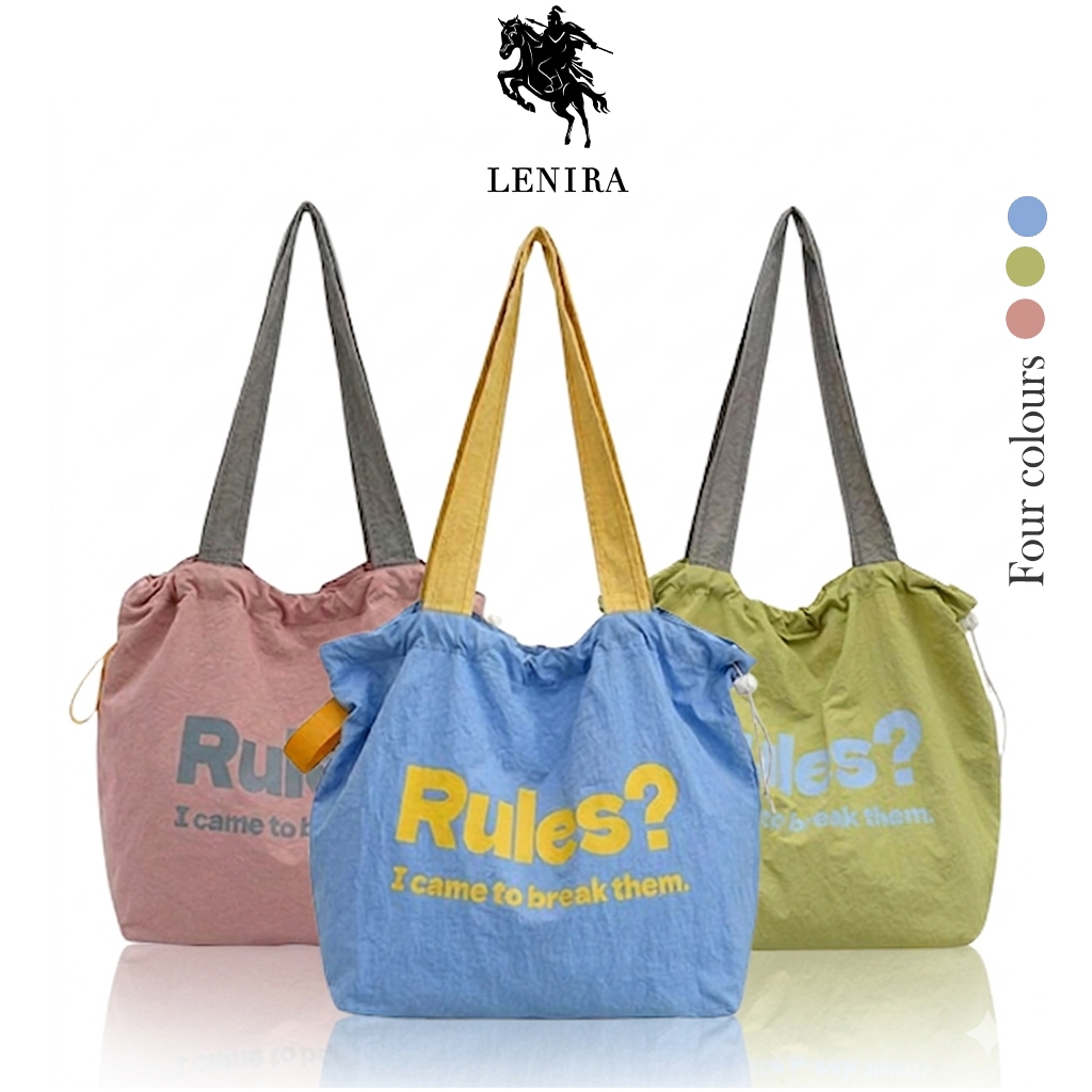 Lenira(B2597) กระเป๋าสะพายไหล่ผ้าร่มกันน้ำ สกีนRules?มี3สี – โปรปัง