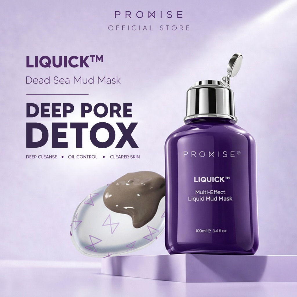 Liquick Mud Mask 100 ML - Promise Cosmetics มาส์กโคลนเดดซี เนื้อเซรั่ม ดีท็อกซ์ผิวสะอาดล้ำลึก