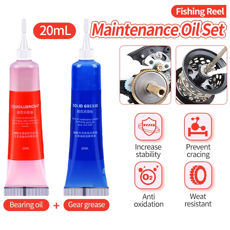น้ำมันหล่อลื่นรอกตกปลา 2ชิ้น จาราบีรอกตกปลา จารบีใส่รอก น้ำมันจารบี แบริ่งน้ำมันหล่อลื่น ช่วยป้องกันสนิม